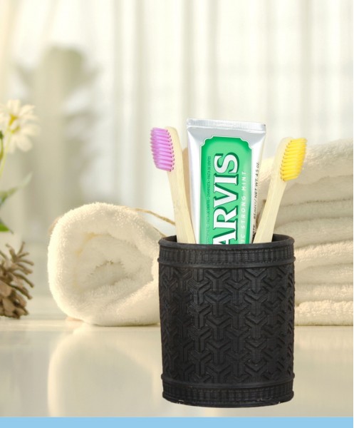 Diş Fırçalığı Tezgah Üstü Siyah Renk Diş Fırçası Standı Y Desenli Model